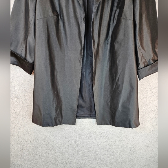 Kate Hill Women Jacket Sz 28W Black Silk Evening Glam Open Front Lightweight - Picture 4 of 12